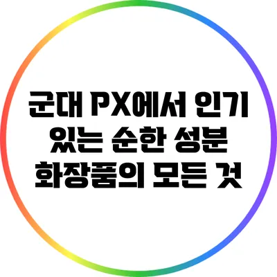 군대 PX에서 인기 있는 순한 성분 화장품의 모든 것