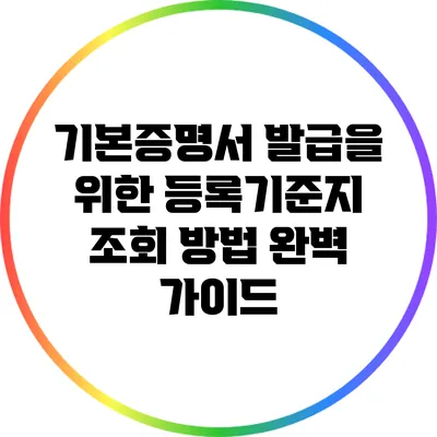기본증명서 발급을 위한 등록기준지 조회 방법 완벽 가이드