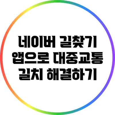 네이버 길찾기 앱으로 대중교통 길치 해결하기