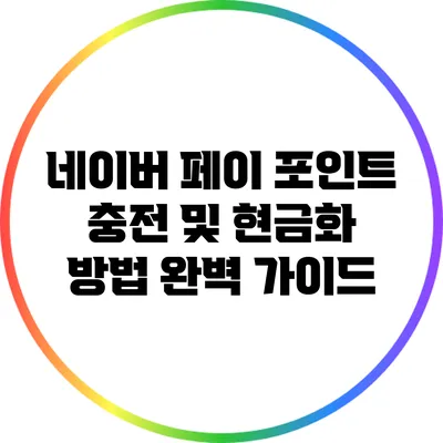 네이버 페이 포인트 충전 및 현금화 방법 완벽 가이드