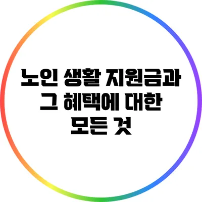 노인 생활 지원금과 그 혜택에 대한 모든 것