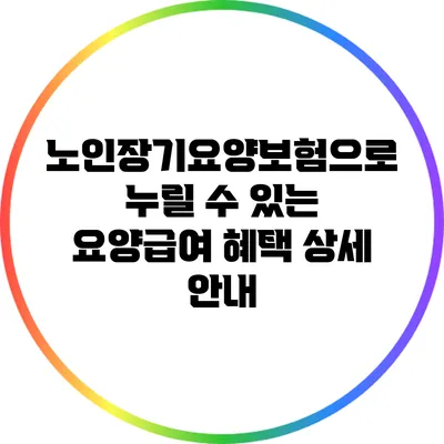 노인장기요양보험으로 누릴 수 있는 요양급여 혜택 상세 안내