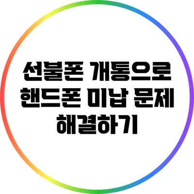 선불폰 개통으로 핸드폰 미납 문제 해결하기