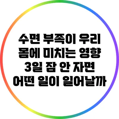 수면 부족이 우리 몸에 미치는 영향: 3일 잠 안 자면 어떤 일이 일어날까?