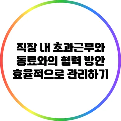 직장 내 초과근무와 동료와의 협력 방안: 효율적으로 관리하기