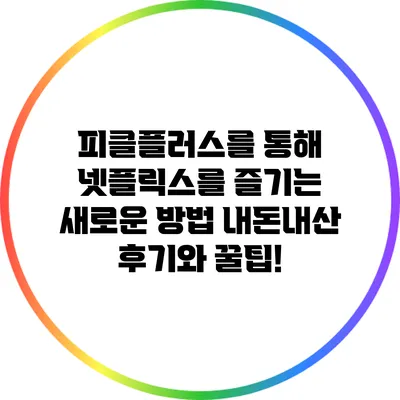 피클플러스를 통해 넷플릭스를 즐기는 새로운 방법: 내돈내산 후기와 꿀팁!