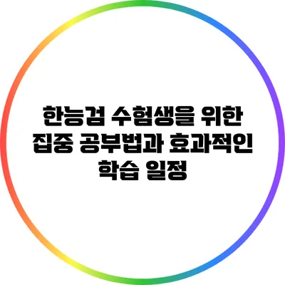 한능검 수험생을 위한 집중 공부법과 효과적인 학습 일정