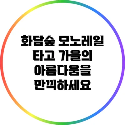화담숲 모노레일 타고 가을의 아름다움을 만끽하세요