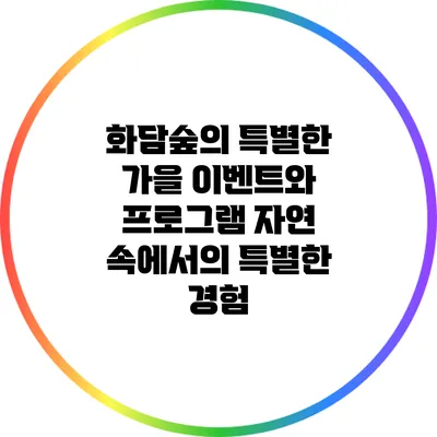 화담숲의 특별한 가을 이벤트와 프로그램: 자연 속에서의 특별한 경험
