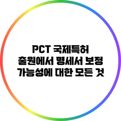 PCT 국제특허 출원에서 명세서 보정 가능성에 대한 모든 것