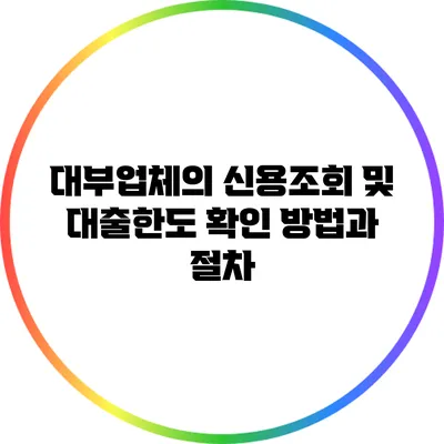 대부업체의 신용조회 및 대출한도 확인 방법과 절차