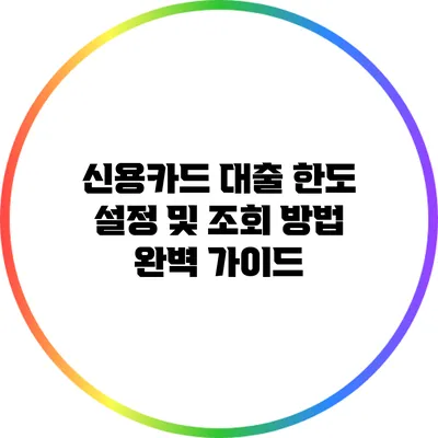 신용카드 대출 한도 설정 및 조회 방법 완벽 가이드