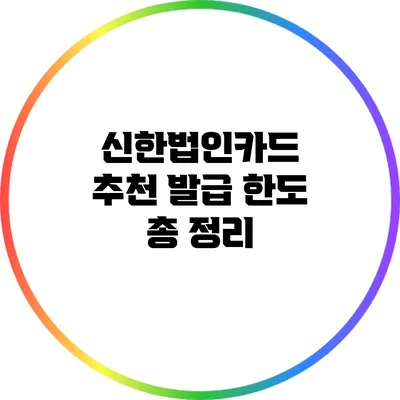 신한법인카드 추천: 발급 한도 총 정리