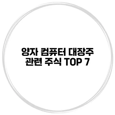 양자 컴퓨터 대장주 관련 주식 TOP 7
