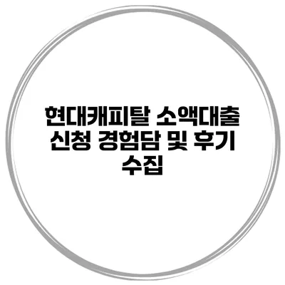 현대캐피탈 소액대출 신청 경험담 및 후기 수집
