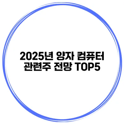 2025년 양자 컴퓨터 관련주 전망 TOP5