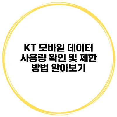 KT 모바일 데이터 사용량 확인 및 제한 방법 알아보기