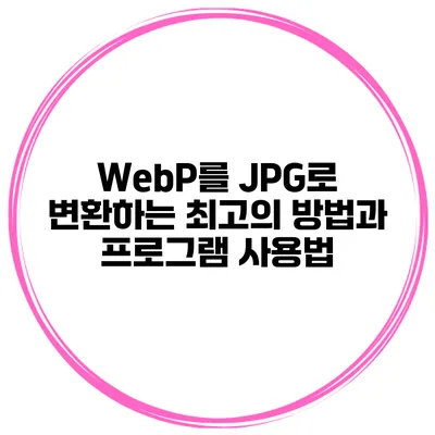 WebP를 JPG로 변환하는 최고의 방법과 프로그램 사용법