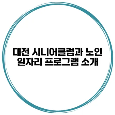 대전 시니어클럽과 노인 일자리 프로그램 소개