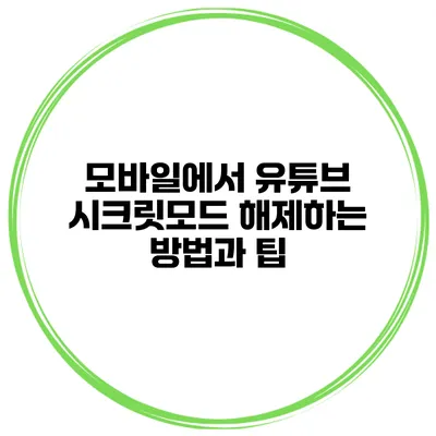 모바일에서 유튜브 시크릿모드 해제하는 방법과 팁