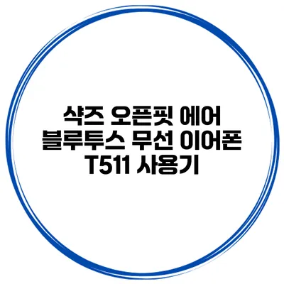샥즈 오픈핏 에어 블루투스 무선 이어폰 T511 사용기