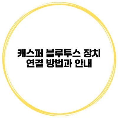 캐스퍼 블루투스 장치 연결 방법과 안내