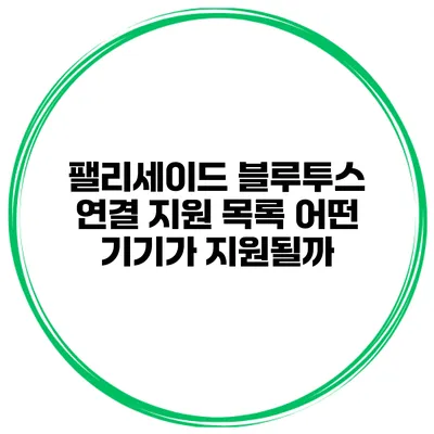 팰리세이드 블루투스 연결 지원 목록 어떤 기기가 지원될까?