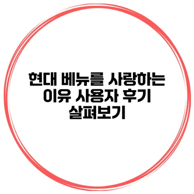 현대 베뉴를 사랑하는 이유 사용자 후기 살펴보기